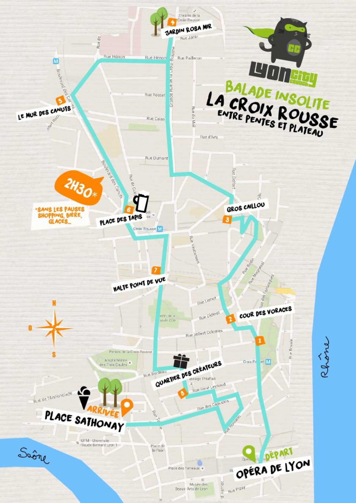 mapa ng croix rousse Lyon 