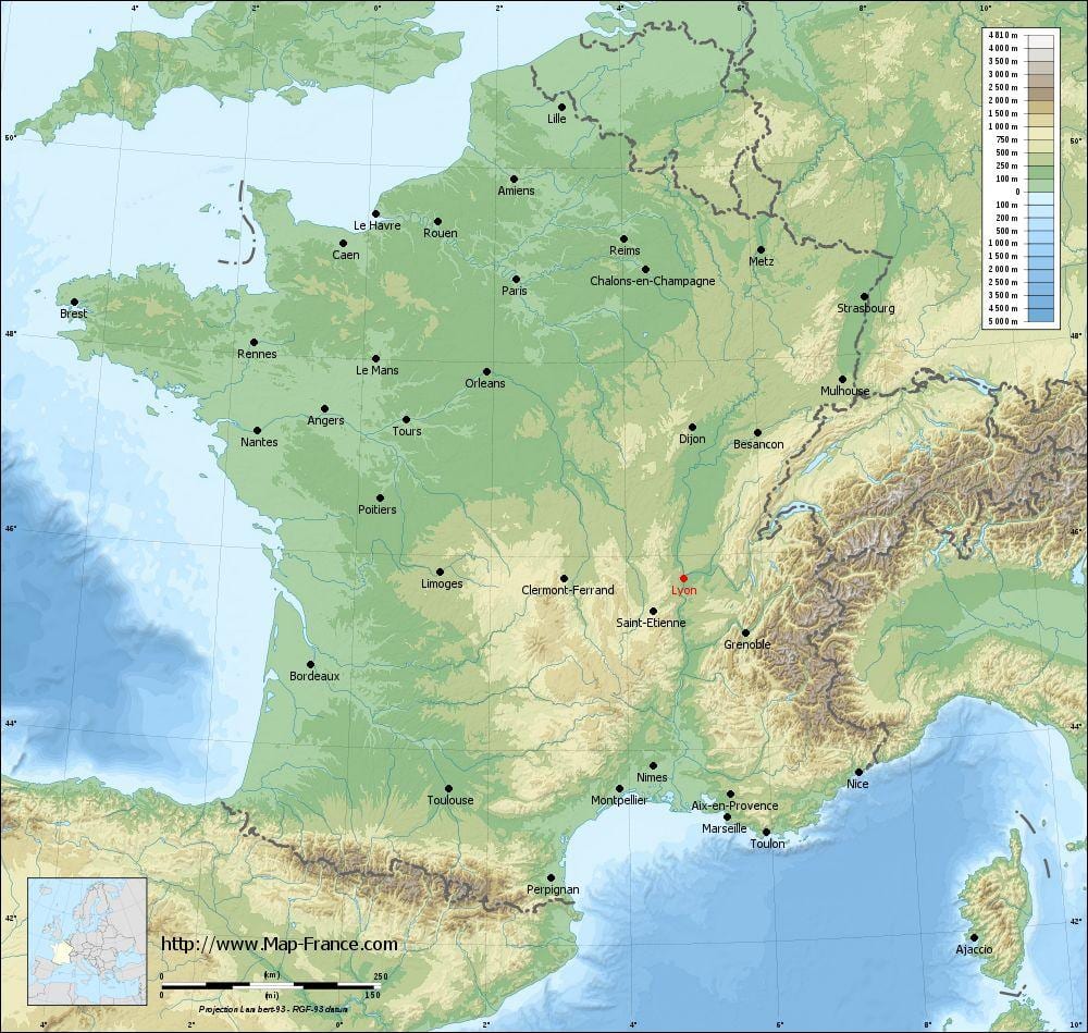 Lyon sa france na mapa ng lungsod