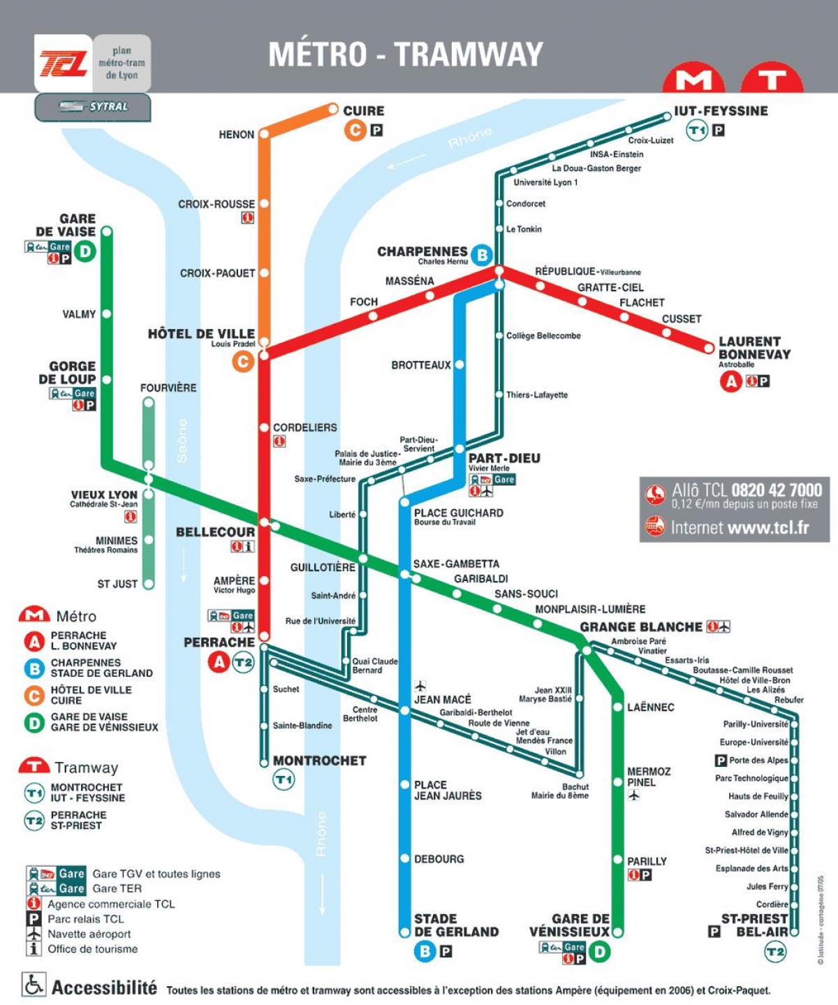 Lyon sa france metro mapa