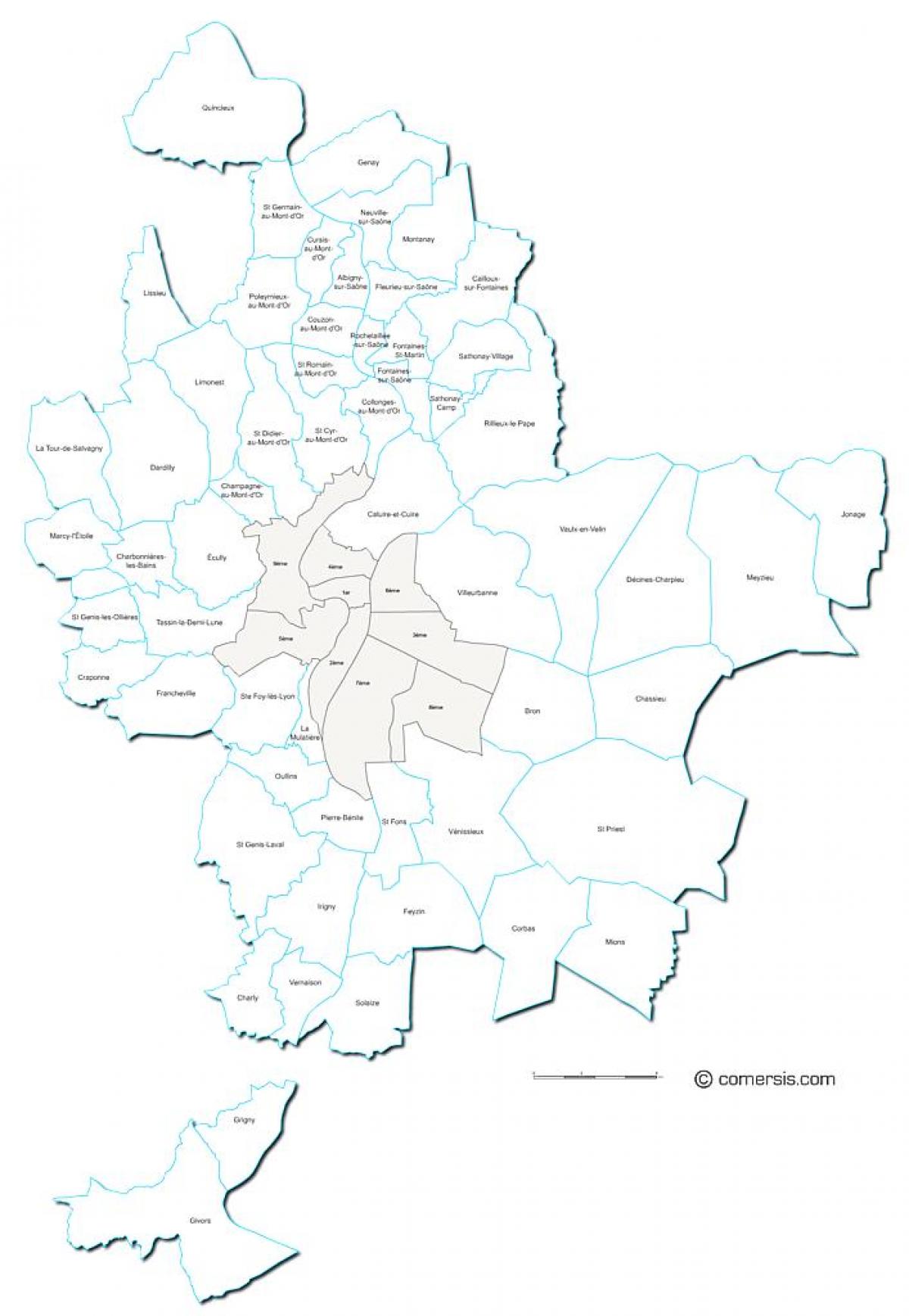 mapa ng france Lyon rehiyon