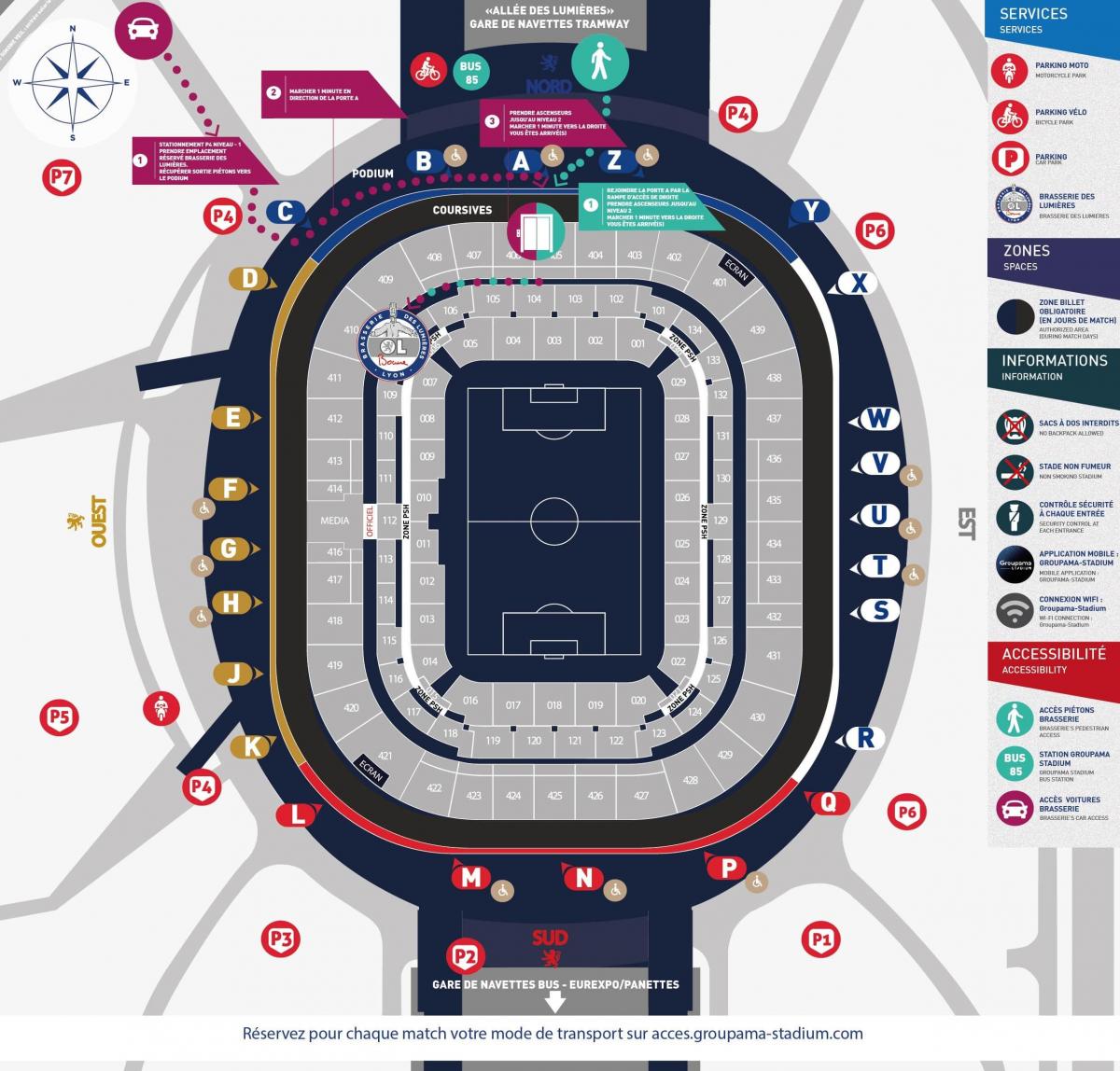 mapa ng Lyon stadium