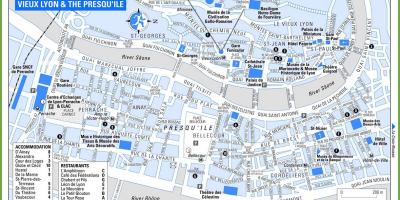 Old town Lyon sa france mapa