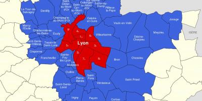 Mapa ng Lyon suburb 